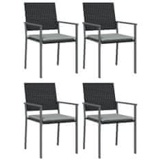 Petromila vidaXL Záhradné stoličky s vankúšmi 4ks čierne 54x62,5x89 cm polyratan