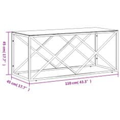 Vidaxl Konferenčný stolík 110x45x45 cm nehrdzavejúca oceľ a sklo