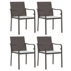 Petromila vidaXL Záhradné stoličky s vankúšmi 4 ks hnedé 56x59x84 cm polyratan
