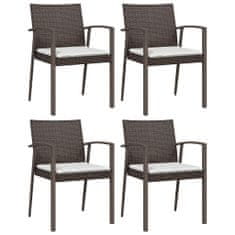 Petromila vidaXL Záhradné stoličky s vankúšmi 4 ks hnedé 56,5x57x83 cm polyratan