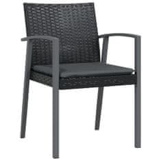 Vidaxl Záhradné stoličky s vankúšmi 6 ks čierne 56,5x57x83cm polyratan