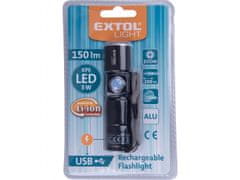 Extol Light Svietidlo 150lm, zoom, USB nabíjanie, XPE 3W LED