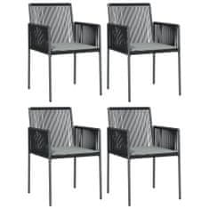 Petromila vidaXL Záhradné stoličky a vankúše 4ks čierne 54x60,5x83,5cm polyratan