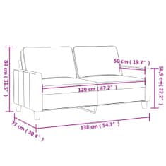 Petromila vidaXL 2-miestna pohovka, svetlosivá 120 cm, zamat