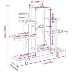 Vidaxl Stojan na kvetiny s kolieskami 110x25x101 cm masívna jedľa