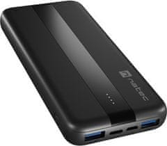 Natec powerbanka TREVI SLIM Q 10000 mAh 2X USB QC3.0 + 1X PD, černá