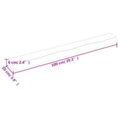 Vidaxl Nástenná polica bledohnedá 100x10x6 cm ošetrený dubový masív
