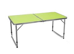 Aga Skladací kempingový stolík 120x60x54/60/70 cm Zelený