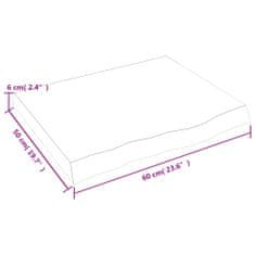 Vidaxl Nástenná polica 60x50x(2-6) cm neošetrený dubový masív