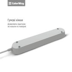 ColorWay Predlžovací kábel CW 3x eurozásuvka, 3x USB čierna (CW-CHU33B)