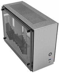 Zalman skriňa M2 Mini / mini tower / ITX / 80 mm fan / USB 3.0 / USB 3.1 / riser card / presklené bočnice / strieborná