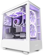 NZXT skriňa H5 Elite edition / 3x120 mm (2xRGB) fan / USB 3.0 / USB-C 3.1 / priehľadná bočnica aj predný panel / biela