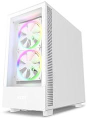 NZXT skriňa H5 Elite edition / 3x120 mm (2xRGB) fan / USB 3.0 / USB-C 3.1 / priehľadná bočnica aj predný panel / biela