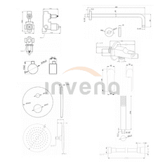 Invena Siros, podomietková sprchová sada s 2-výstupovým telesom, čierna matná, INV-BS-90-012-A