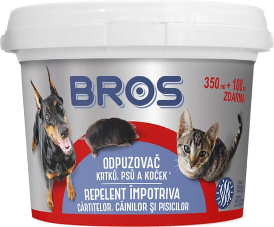 BROS Odpudzovač krtkov, psov a mačiek 350ml + 100ml ZADARMO