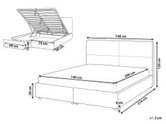 Beliani Zamatová posteľ s úložným priestorom 140 x 200 cm svetlosivá VERNOYES