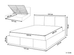 Beliani Zamatová posteľ s úložným priestorom 140 x 200 cm svetlosivá BOUSSE