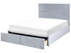 Beliani Zamatová posteľ s úložným priestorom 140 x 200 cm svetlosivá VERNOYES