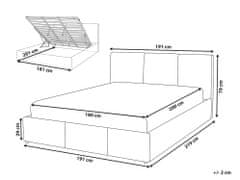 Beliani Zamatová posteľ s úložným priestorom 180 x 200 cm svetlosivá BOUSSE