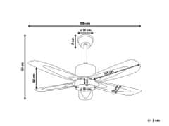 Beliani Stropný ventilátor so svetlom strieborný COYOTE