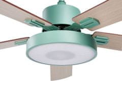Beliani Stropný ventilátor so svetlom zelená/svetlé drevo HOBBLE