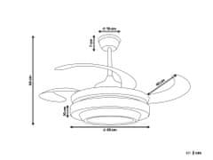 Beliani Stropný ventilátor so svetlom zlatý ASHLEY