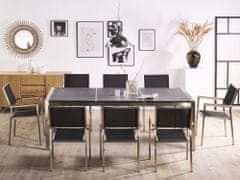 Beliani Záhradný stôl s 3-dielnou žíhanou granitovou doskou 220 x 100 cm čierny GROSSETO