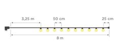 Záhradná svetelná reťaz 8 m girlanda Allegra s 10 LED žiarovkami A60 na bielom kábli, 2700K teplé biele svetlo, 35 lm, IP44