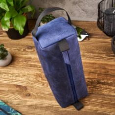 PAOLO PERUZZI Námornícka modrá kožená toaletná taška