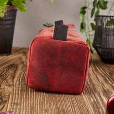 PAOLO PERUZZI Červená kožená kozmetická taška t-52
