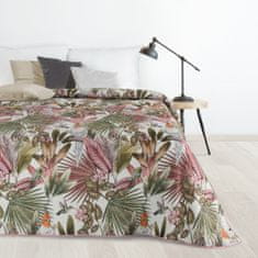 DESIGN 91 Prehoz na posteľ - Parrot, prírodný vzor zelenoružový, š. 170 cm x d. 210 cm
