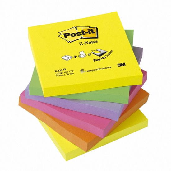 Post-It Blok samolepiace 76 x 76 mm / 6 ks typ "Z" neón