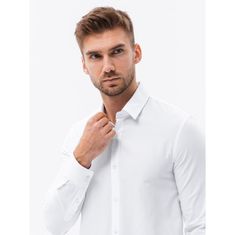 OMBRE Pánska košeľa s dlhým rukávom ROLANDO biela MDN120774 XXL