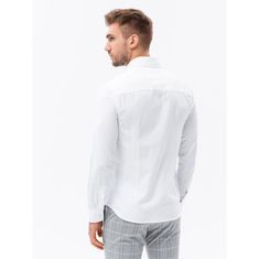 OMBRE Pánska košeľa s dlhým rukávom ROLANDO biela MDN120774 XXL