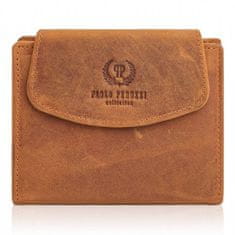 PAOLO PERUZZI Dámska oranžová kožená peňaženka t-12