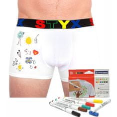 Styx Pánske boxerky športová guma biele + fixy na textil (GF1061) - veľkosť S