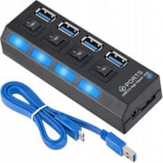 ISO ISO 12269 Mini USB Hub 3.0, 4 porty