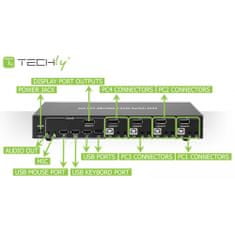 Techly Prepínač Kvm 4/1 Dp Usb