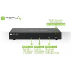 Techly Prepínač Kvm 2/1 Dp Usb