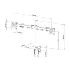 Techly Rameno stola 2Xlcd 27'