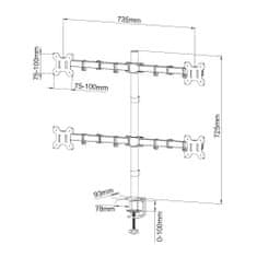 Techly 4X rameno stola 13-27''