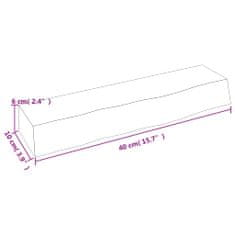 Vidaxl Nástenná polica bledohnedá 40x10x6 cm ošetrený dubový masív