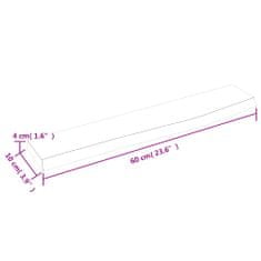 Vidaxl Nástenná polica tmavosivá 60x10x4 cm ošetrený dubový masív