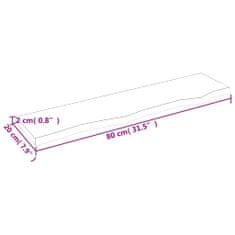 Vidaxl Nástenná polica bledohnedá 80x20x2 cm ošetrený dubový masív