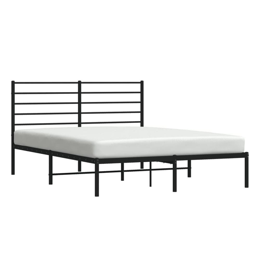 Vidaxl Kovový rám postele s čelom čierny 150x200 cm