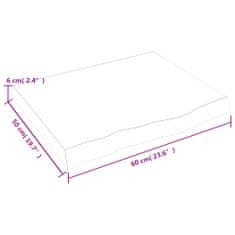 Vidaxl Nástenná polica tmavosivá 60x50x(2-6) cm ošetrený dubový masív