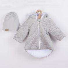 NICOL Zimné dojčenský kabátik s čiapočkou Kids Winter šedý - 68 (4-6m)