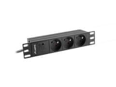 Lanberg POWER DISTRIBUTION UNIT (PDU) 10" 1U 16A 2M 3X FRENCH OUTLETS BLACK