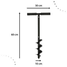 KIK  KX4659 Pôdny vrták pre otvory šachty a základy s krížovou rukoväťou 60 x 10 cm