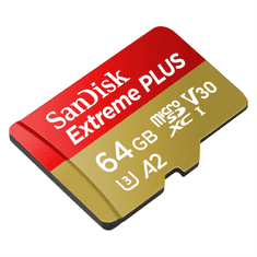 SanDisk Extreme PLUS microSDXC 64GB + SD adaptér 200MB/s a 90MB/s A2 C10 V30 UHS-I U8